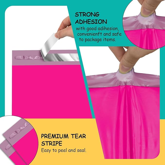 Poly Mailers 10x13 inch 200 Pcs, Rose Red Plastic Mailing Envelopes - Image 3