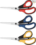 QMVESS 8.5" Scissors All Purpose 3 Pack, Ultra Sharp 2.5mm Thick Blade Scissors by QMVESS