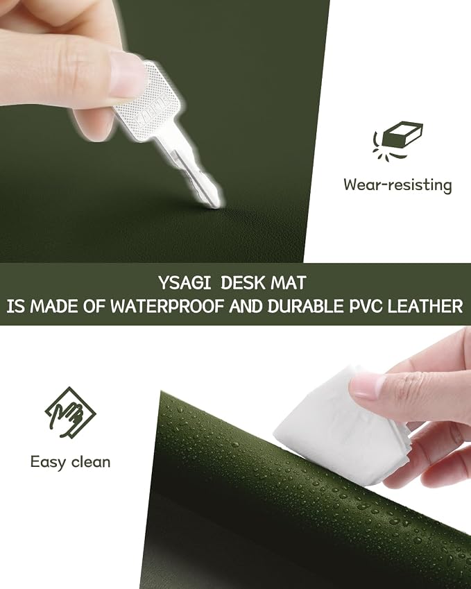 YSAGi Non-Slip Leather Desk Pad, Waterproof Laptop Computer Desk Keyboard Mat - Image 4