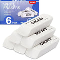 White Erasers, 6 Pack Pencil Erasers | Latex-Free & Smudge-Free Beveled Rubber by Sikao