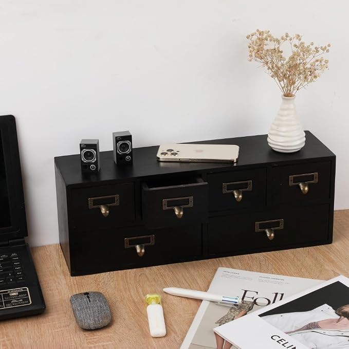 Apothecary Drawers Wooden Storage Box Vintage Wooden Drawers Wood Desktop - Image 5