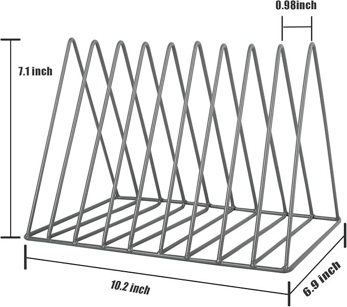 EASEPRES Vinyl Record Holder Storage, 9 Slot Metal Magazine Book Album Display - Image 2