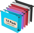 Extra Capacity Plastic Hanging File Folder Letter Size, 12 Pack Reinforced Hang by NORDUN
