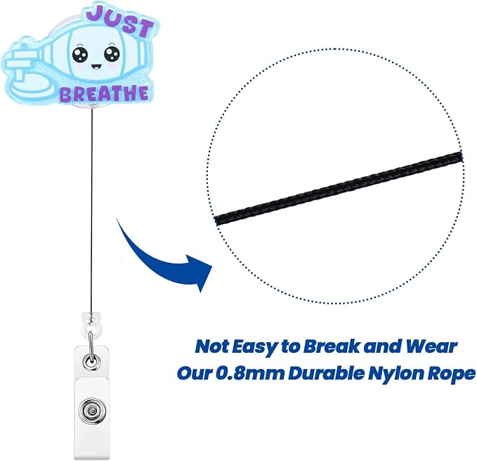 Just Breathe Funny Nurse Badge Reel, Cute Nebulizer Retractable ID Badge Holder - Image 5