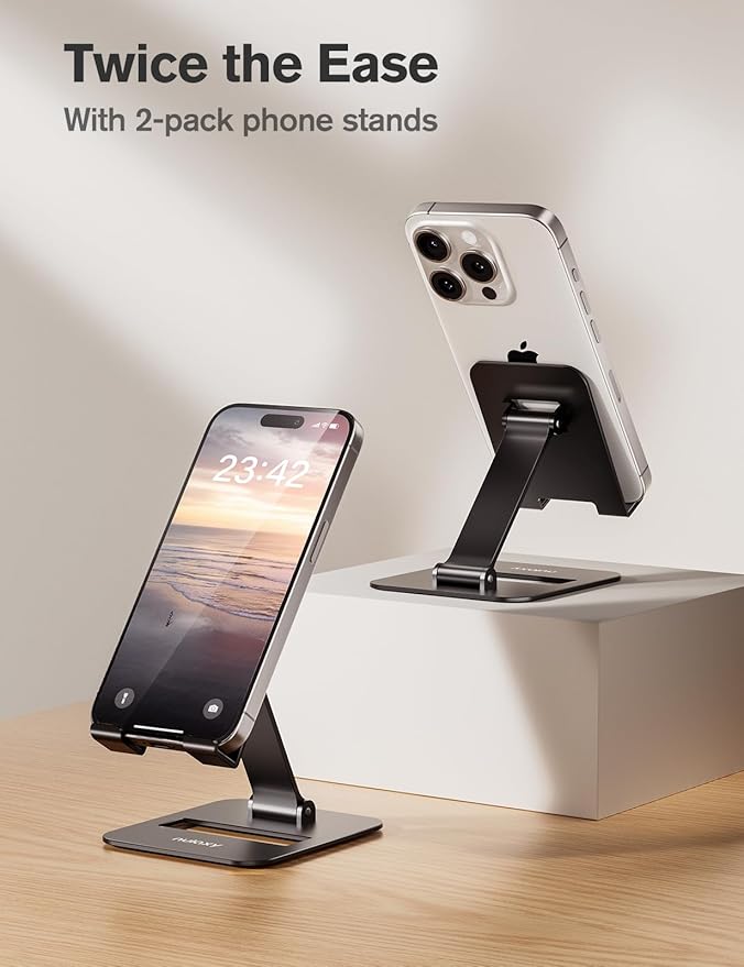 Nulaxy 2 Pack Dual Folding Cell Phone Stand, Fully Adjustable Phone Holder - Image 2