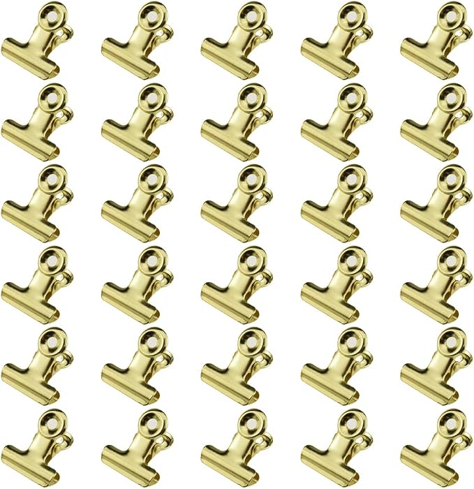 HAHIYO 0.87inch Light Gold Bulldog Clips Metal File Hinge Binder Clips Clamps by HAHIYO