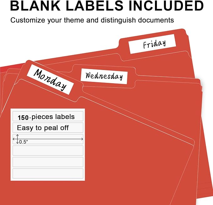 File Folder, RAZCC 150 Pack 1/3 Cut Tab File Folders Letter Size, Folders - Image 4