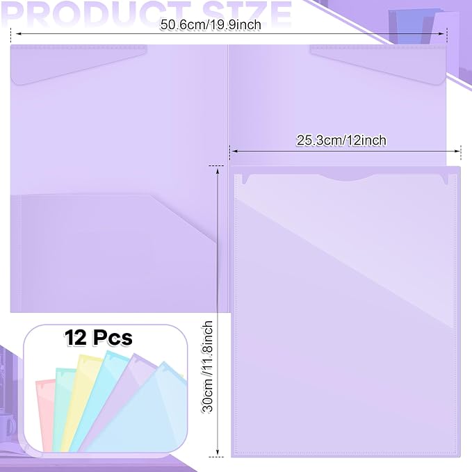 Henoyso 12 Pack Pastel Plastic Folders - Image 2