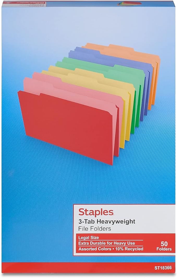 Staples Heavyweight File Folders, Legal Size, Durable Paper Stock - Image 4