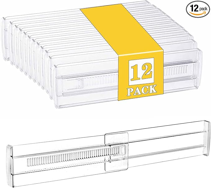 12 Pcs Drawer Dividers for Clothes, 3.15" High 11.34"-19.69" Adjustable by Unknown