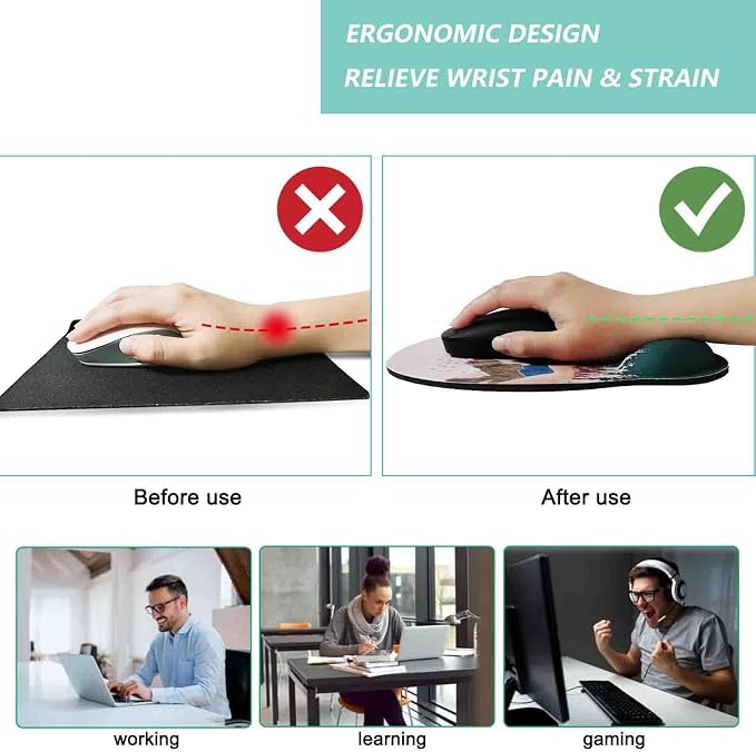 Mouse Pad with Wrist Support, Ergonomic Mouse Pad with Memory Foam Wrist Rest - Image 2
