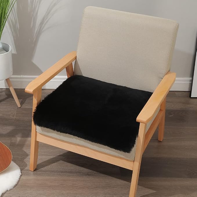 LLB Sheepskin Chair Covers Office Chair Cushion Dining Room Chair Pads Desk - Image 5
