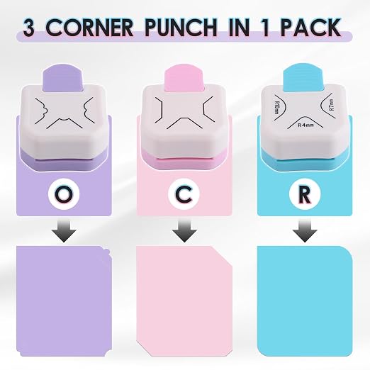3Pcs Paper Corner Rounder, 3 Way Beauty Shape Corner Punch, Chamfer Tag Punch - Image 3