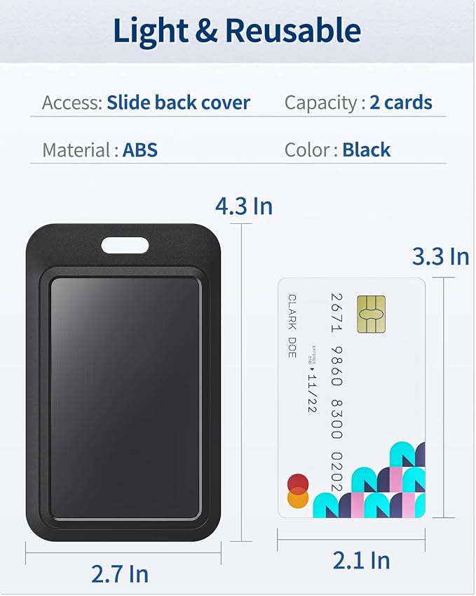 Uniclife 20 Pack Sliding ID Badge Holder Hard Black Vertical Plastic Card Case - Image 5