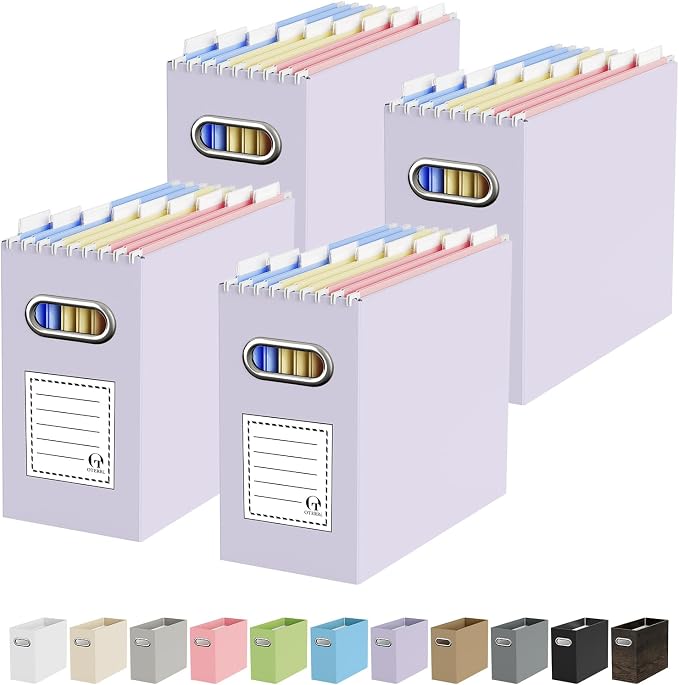 Oterri File Organizer Box, Portable Collapsible Cardboard File Folder Organizer by Oterri