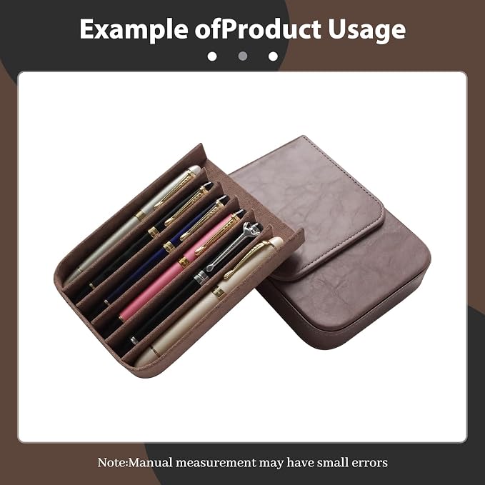 Leather 6 Fountain Pen/Pencil Tray Case, Magnetic Closure - Image 4
