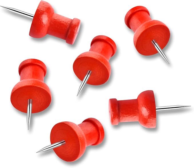 40Pcs Wood Push Pins, Decorative Thumb Tacks, Wooden Pins and Tacks, Cork Board - Image 3