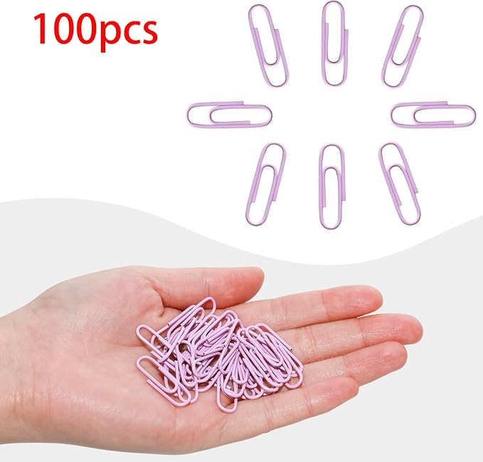 100 Pcs Purple Paper Clips, 1.1 Inch Colorful Paperclips | Vinyl Coated - Image 3