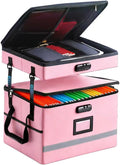 EXLIFBAG 2 Layer File Box with Lock, Portable Document Organizer Box with Handle by EXLIFBAG