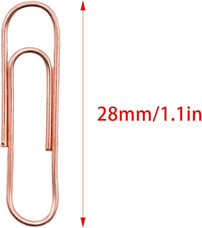 100 Pcs Rose Gold Paper Clips, 1.1 Inch Colorful Paperclips | Colored Paper - Image 2