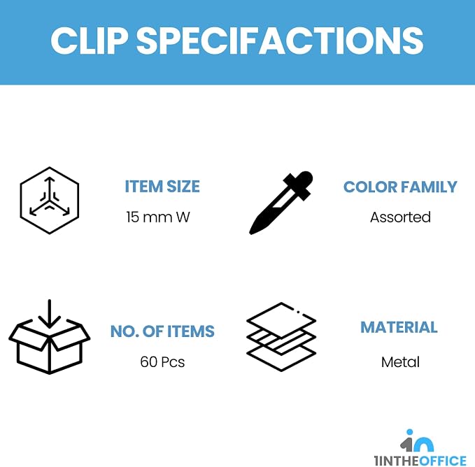 1InTheOffice Mini Binder Clips, Paper Clamp, Metal Binder Clips, Document - Image 6