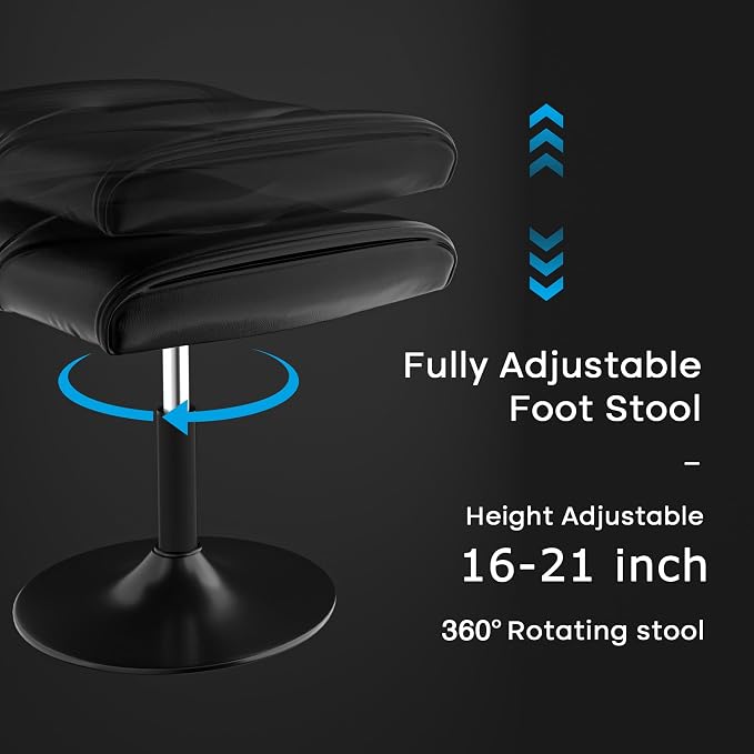 VECELO Foot Rest Under Desk Ottoman, PU Height Adjustable Footrest - Image 3