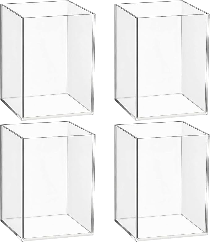 Mototo 4 Pieces Clear Acrylic Pen Holder Acrylic Pencil Cup Makeup Bush Holder by MOTOTO