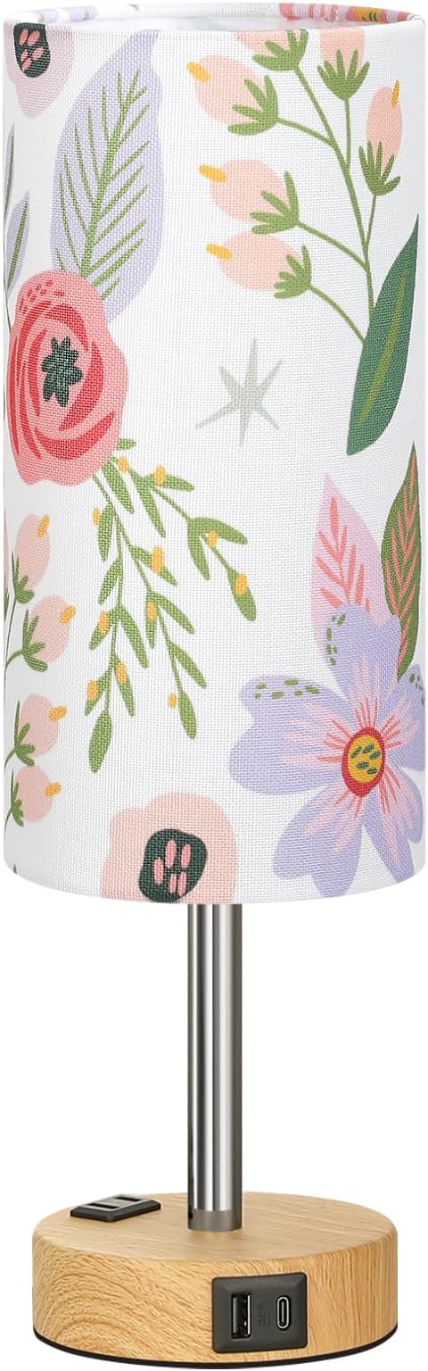 Fenmzee Floral Touch Lamp for Bedroom- 3 Way Dimmable Bedside Lamp USB C A - Image 8