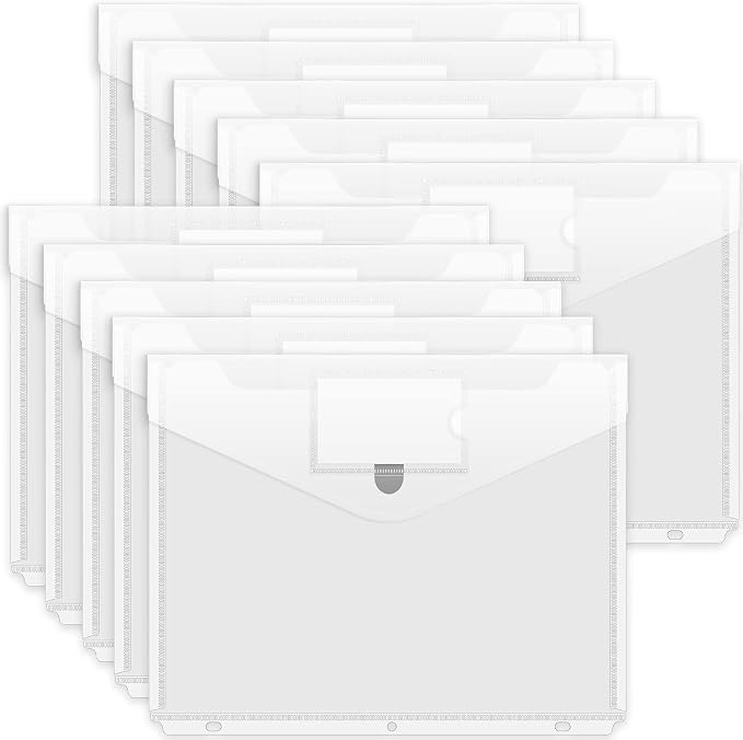 Forvencer Binder Pocket, 10 Pack Super Heavyweight Plastic Folders by Forvencer