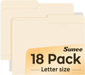 SUNEE File Folders, 18 Pack Manilla Folders 8.5 x 11, 1/2 Cut Tab by SUNEE