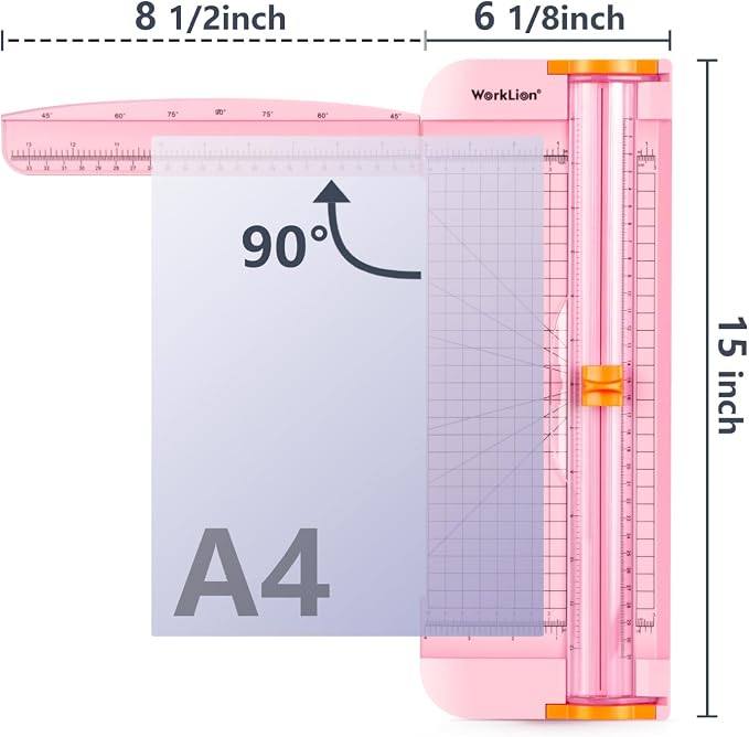 WORKLION Straight Paper Cutter For crafting – Pink 12 Inch Paper Trimmer - Image 2