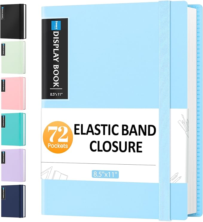 Sooez 72 Pocket Binder with Plastic Sleeves & Elastic Band, Large Capacity by Sooez
