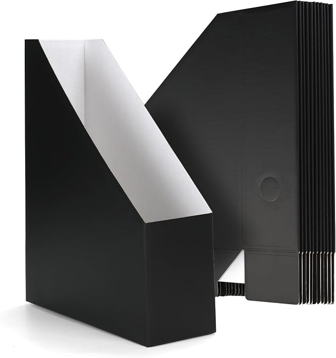 EXYGLO 12 Pack Black Magazine File Holder, Cardboard Magazine Rack by EXYGLO