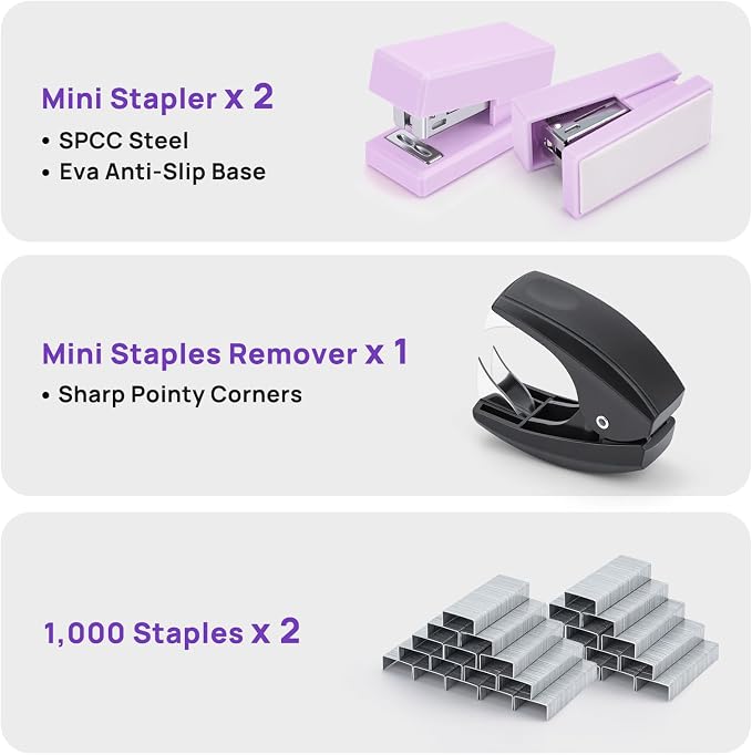 Mini Stapler with 2000 Staples, 30 Sheet Capacity, Jam-Free Small Desktop - Image 3