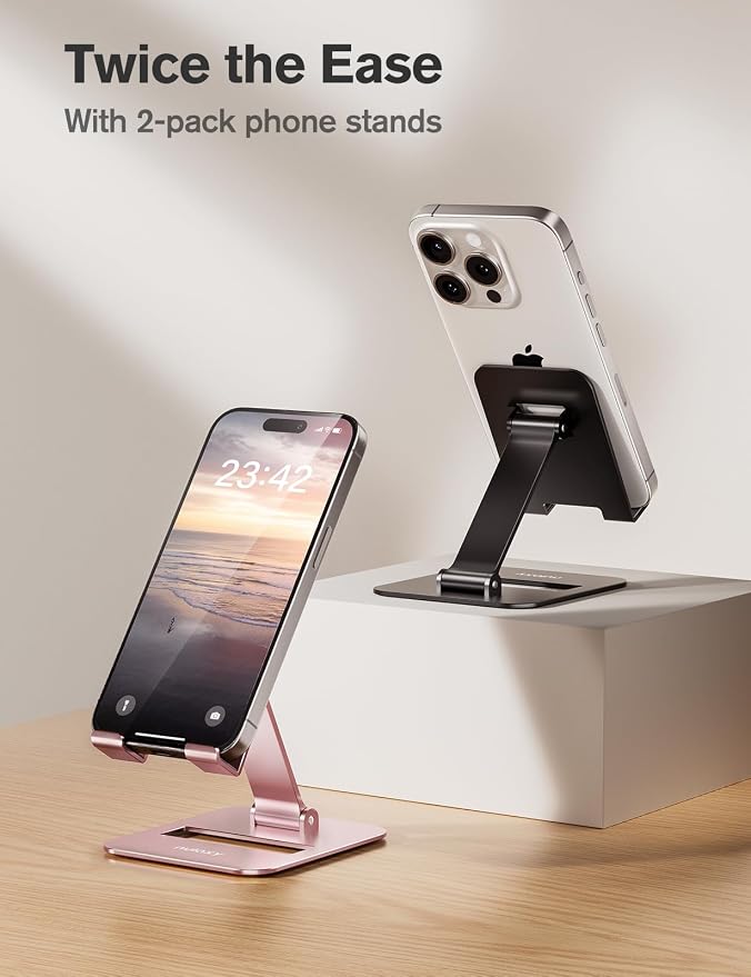 Nulaxy 2 Pack Dual Folding Cell Phone Stand, Fully Adjustable Phone Holder - Image 2