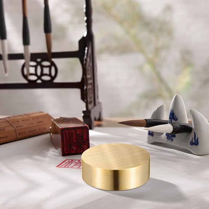 Ipetboom Chinese Calligraphy Brass Paperweight, 1.57 Inch 3pcs Chinese Painting - Image 4