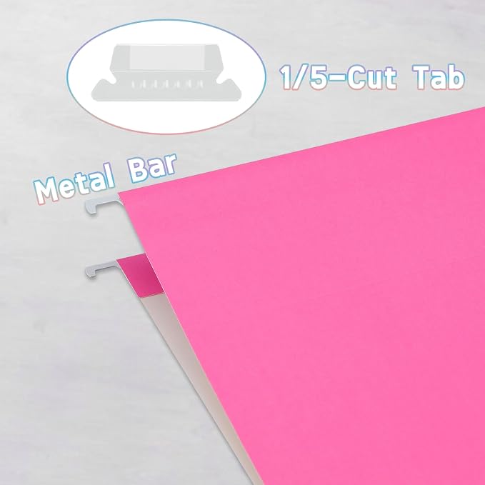 50 Packs Hanging File Folders Pink, Letter Size 8.5x11, Hanging File Folders - Image 3