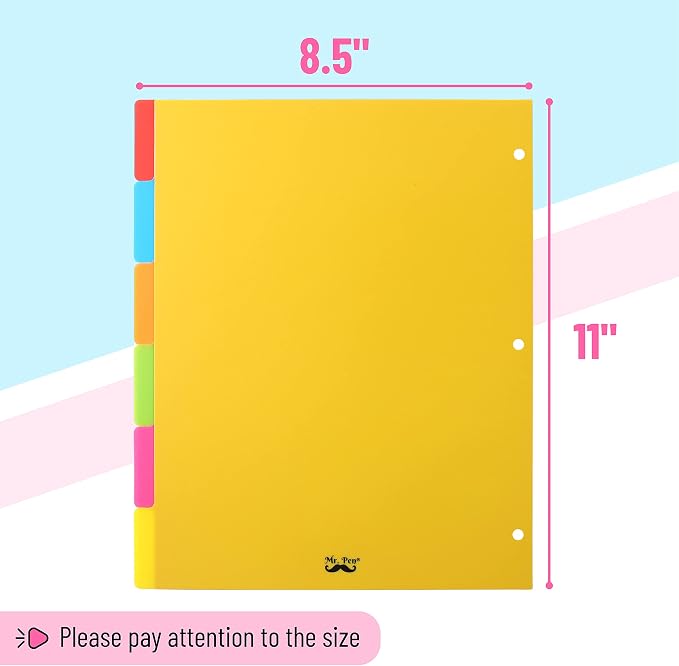 Mr. Pen- Dividers for 3 Ring Binder, 2 Sets, 6 Pack/Set, Binder Dividers - Image 3
