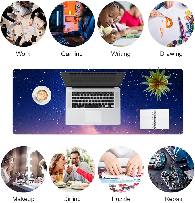 QIYI Desk Pad, Galaxy PU Leather Desk Blotter Protector, Waterproof Computer - Image 7