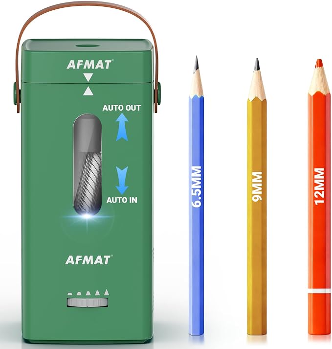 AFMAT Electric Pencil Sharpener, Fully Automatic Pencil Sharpener, Auto in & Out by AFMAT