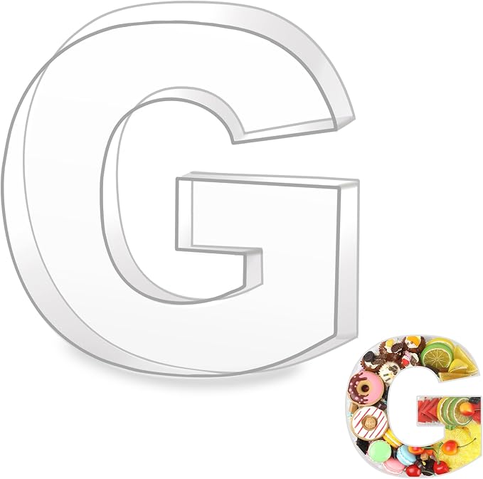 10" G Clear Acrylic Letter Charcuterie Board Box, Reusable Fillable Decorative by Esmorah
