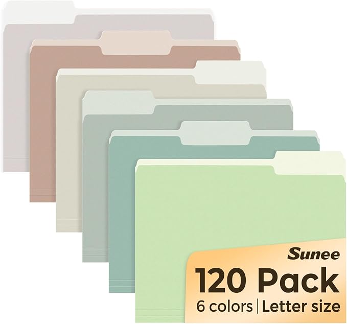 SUNEE File Folders, 120 Pack Manilla Folders 8.5 x 11, Colored File Folders by SUNEE
