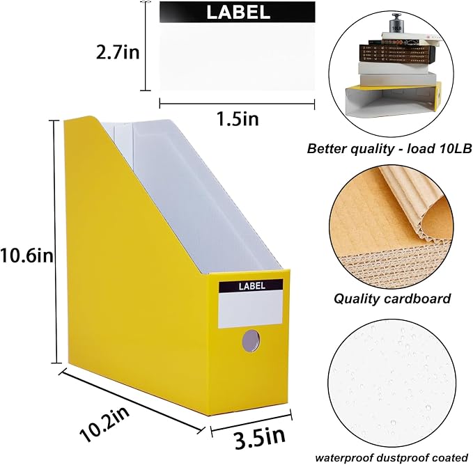 Limitliho Yellow Cardboard Magazine Holder, Magazine File Holder - Image 2