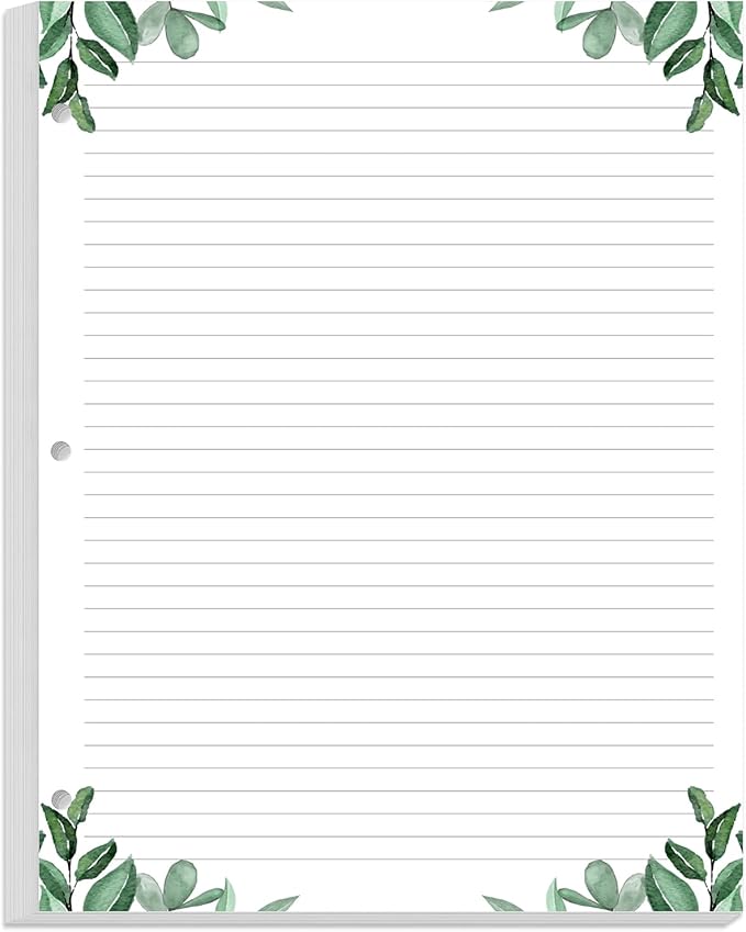 A4 Lined Refill Paper, 3-Hole Punched Ruled Filler Paper, 100Sheets / 200Pages by Yaridar
