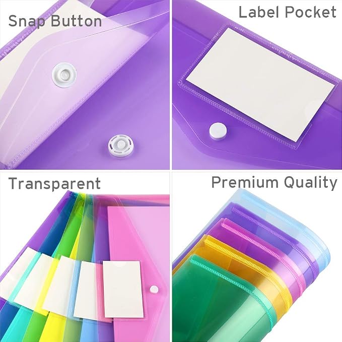 Sooez 28 Pack Folders Plastic Envelopes, Letter A4 Size Poly File Envelopes - Image 3