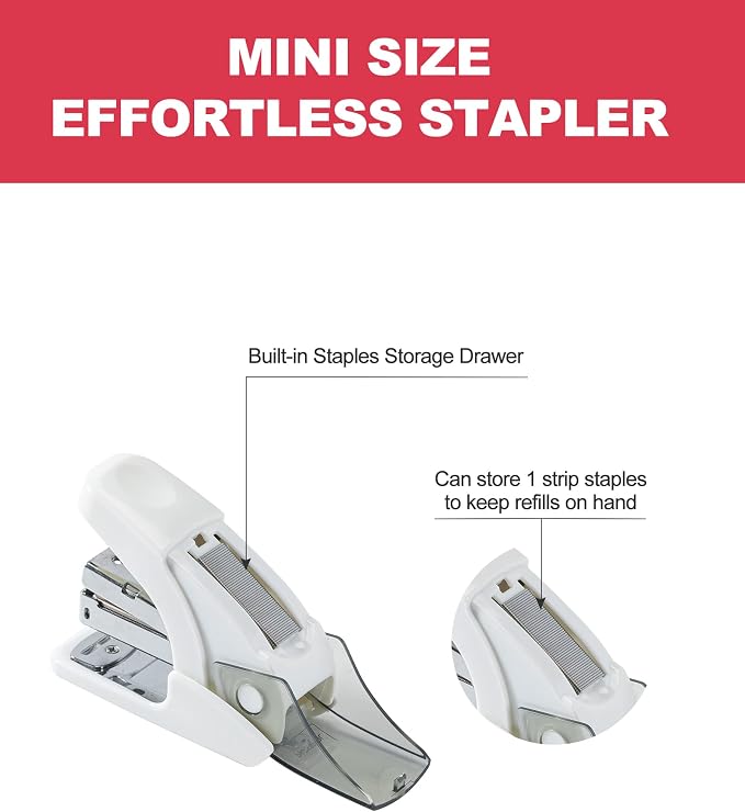 PAPERPAL Effortless Mini Stapler Set, 20 Sheet Capacity, 000 1/4-inch staples - Image 3