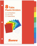 SUNEE 8 Tab Binder Dividers, Plastic Dividers by SUNEE