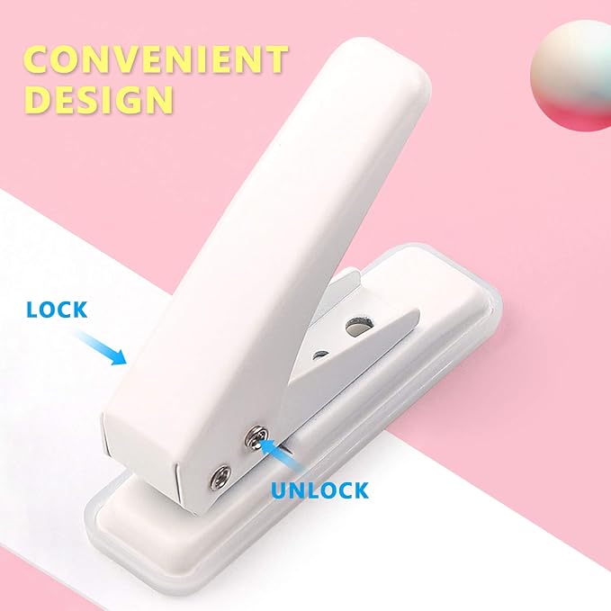 Single Hole Puncher, 1/4" Hole, 20 Sheet Capacity, Ivory White, 1 Pack | Metal - Image 4