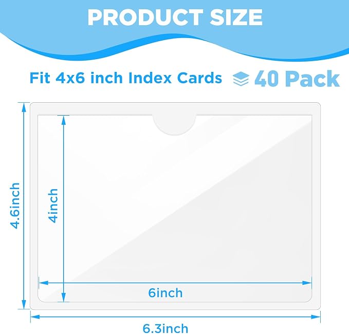 40 Pack Clear Self-Adhesive Pockets, PVC Label Holders - Image 2