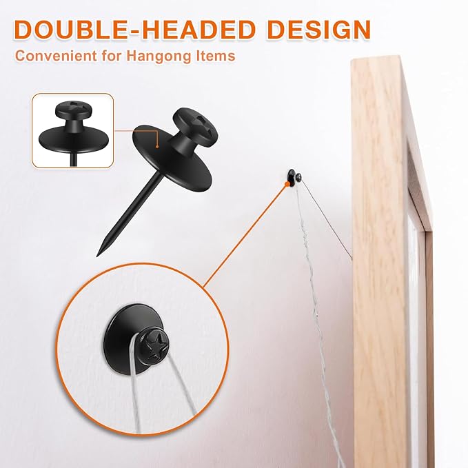 50 PCS Push Pins Picture Hangers Wall Hooks, Double Headed Thumb Tacks Without - Image 7